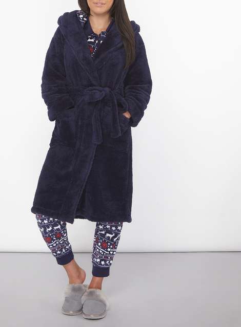 Petite Navy Dressing Gown